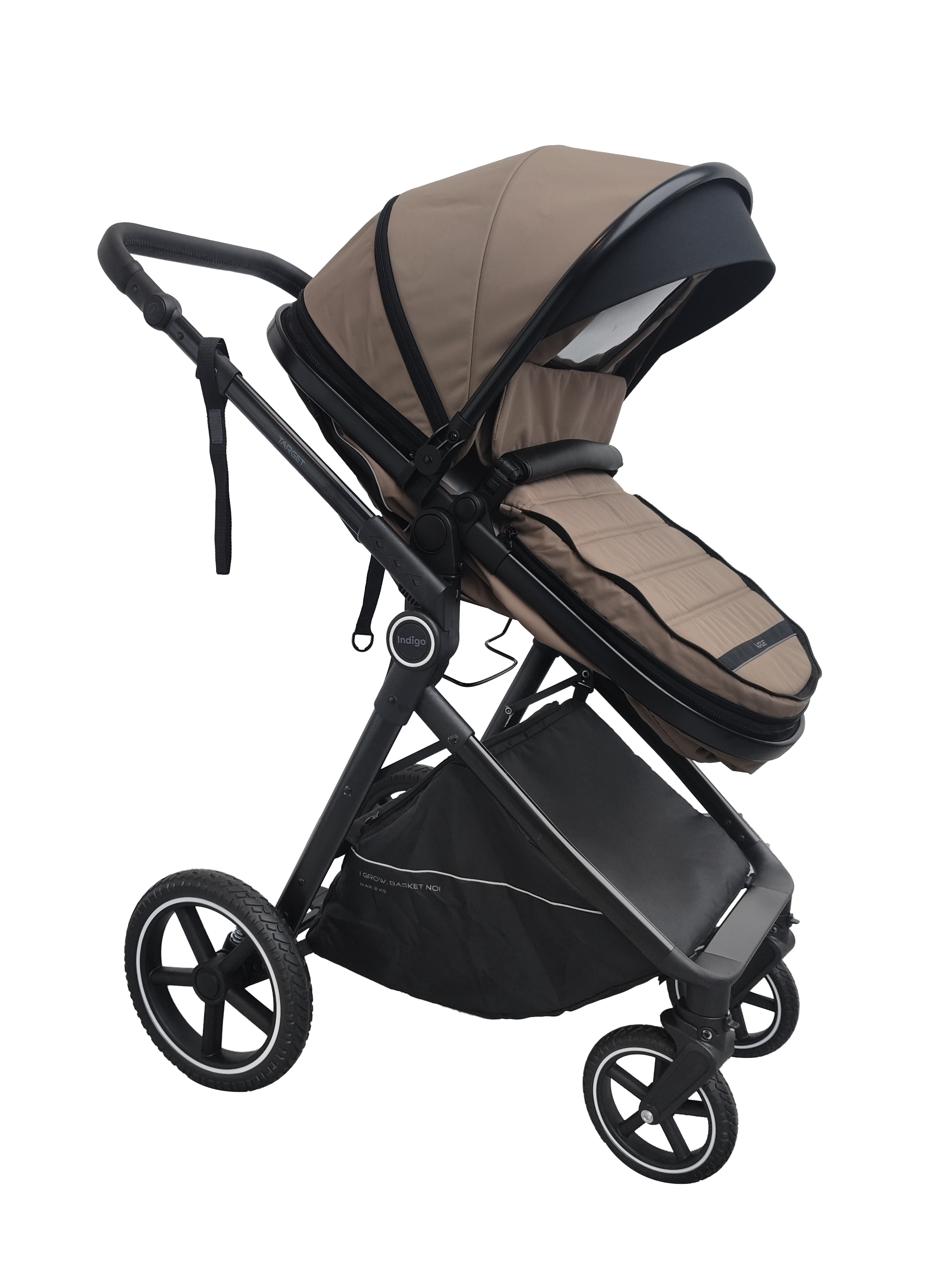 Коляска трансформер Indigo TARGET 3в1 темно-бежевый - фото 11