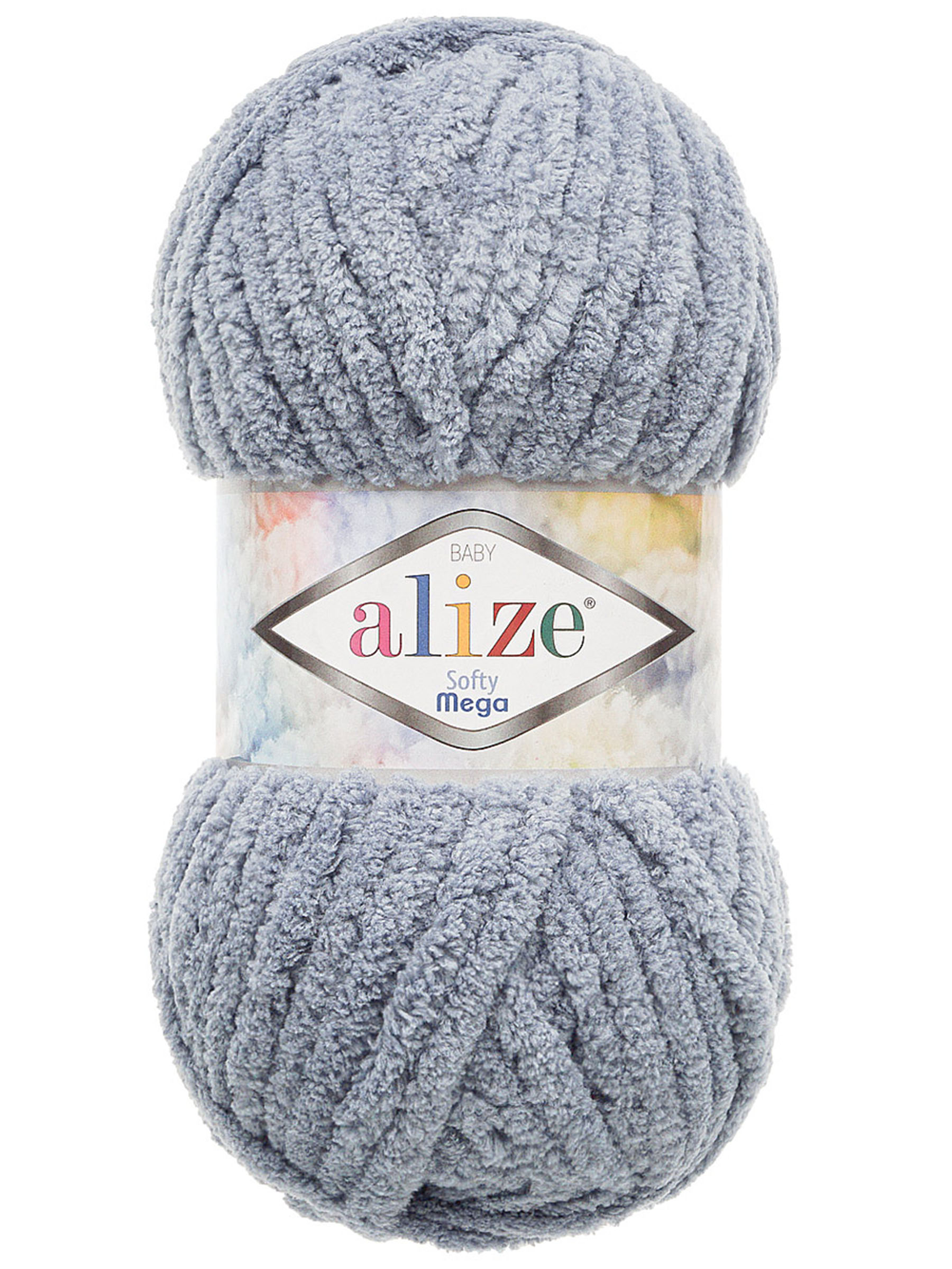 Пряжа для вязания Alize softy mega 100 гр 70 м микрополиэстер мягкая 119 серый 5 мотков - фото 4