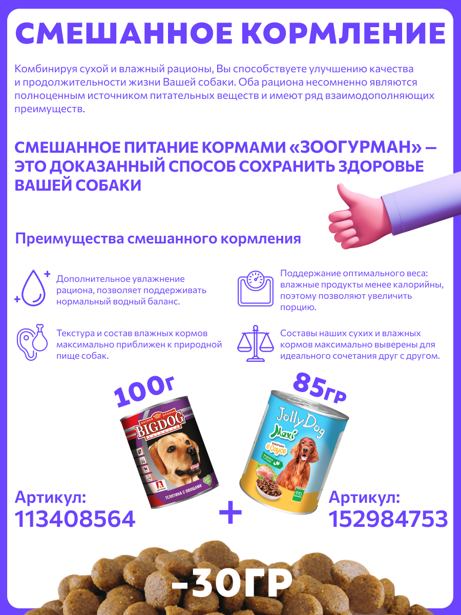 Корм сухой Зоогурман Giant Говядина с рубцом/Beef 12 кг - фото 6