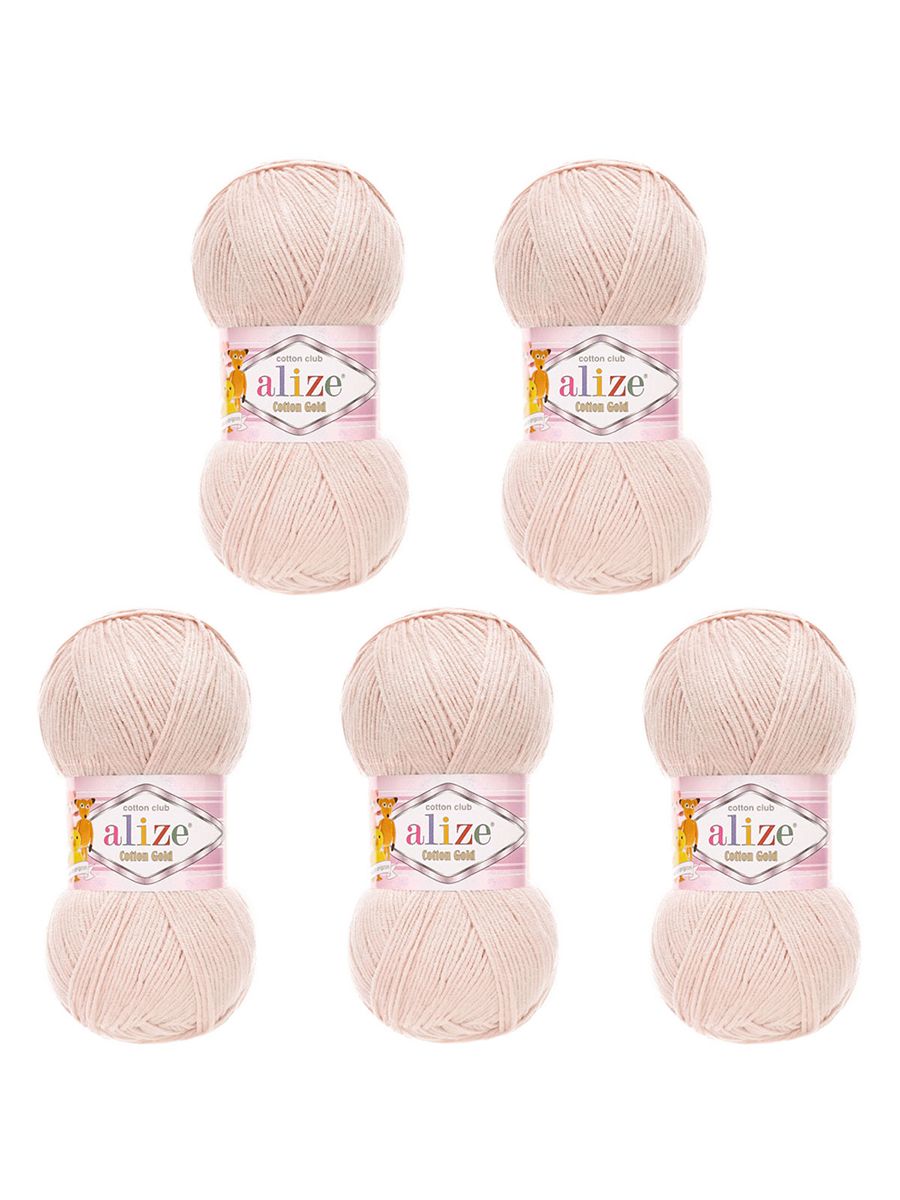 Пряжа Alize для теплой одежды пледов игрушек Cotton gold 100 гр 330 м 5 мотков 382 телесный - фото 6