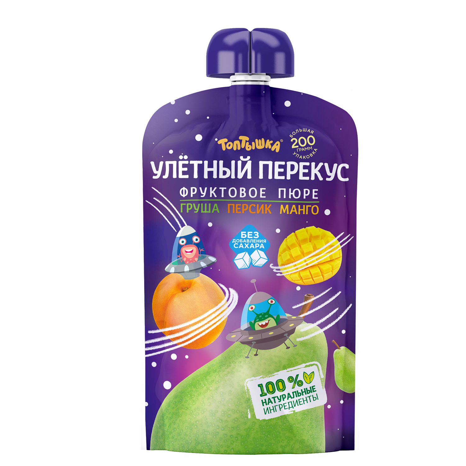 Пюре Топтышка Груша-персик-манго с 3 лет 200 г - фото 1