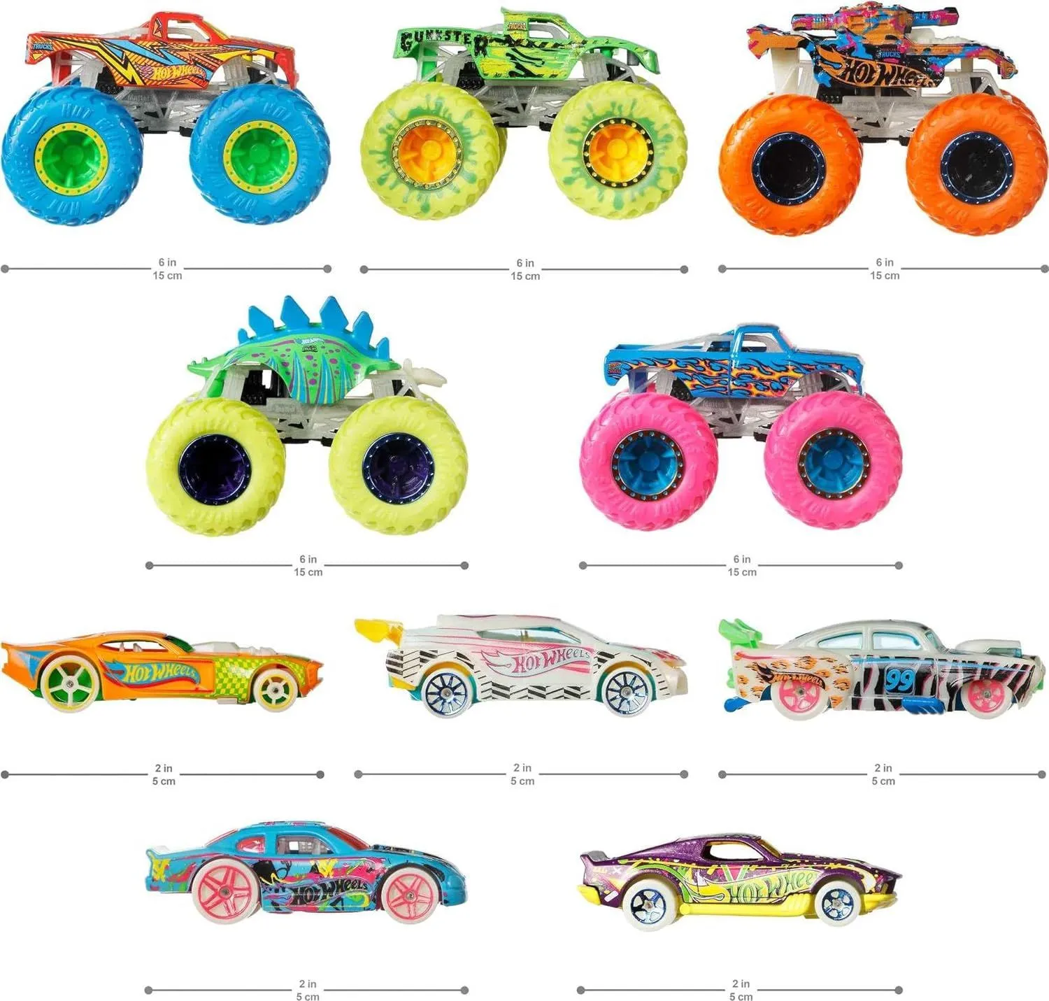 Автомобиль Hot Wheels Monster Trucks 10шт 1:64 HCB57 - фото 2