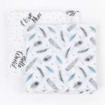 Пелёнка inlovery Буквы/перышки муслин 130x90 см 2 шт.