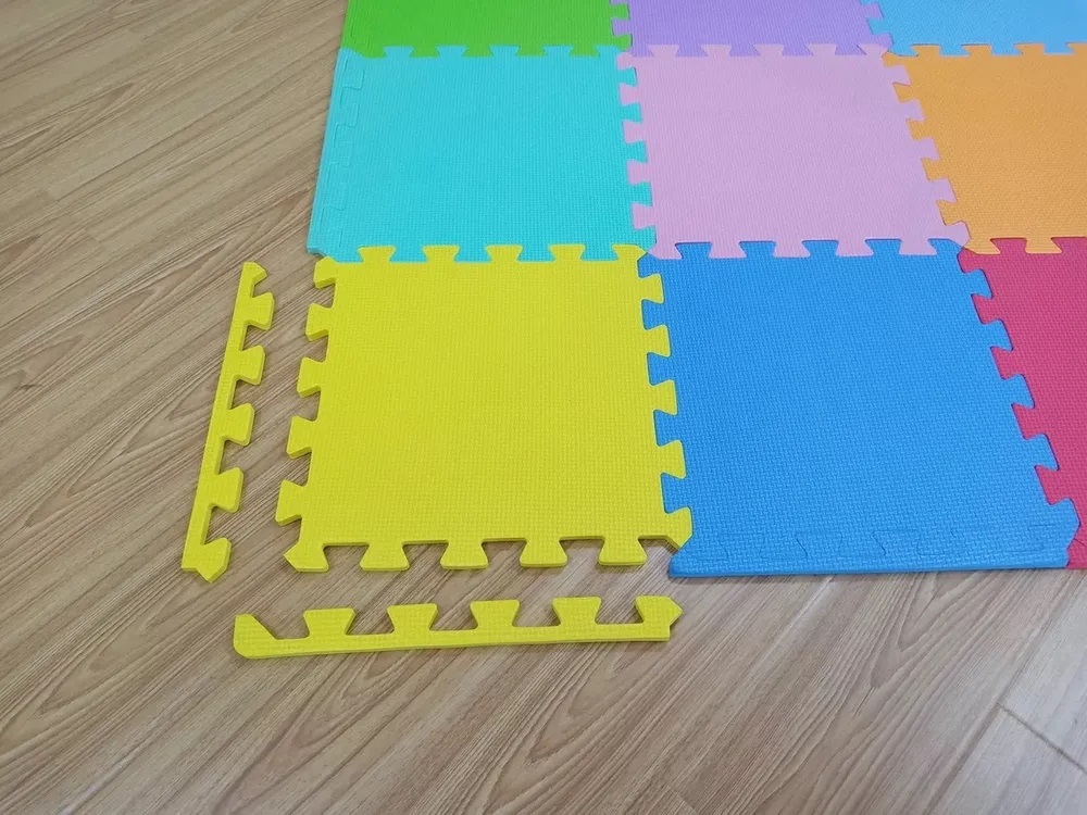 Коврик пазл детский WellMat игровой Радуга 30x30x1 см 9 шт. с окантовкой игровой развивающий для ползания - фото 5