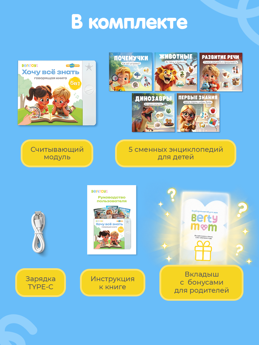 Говорящая Книга Нажималка BertToys 5 в 1 Хочу всё знать - фото 14