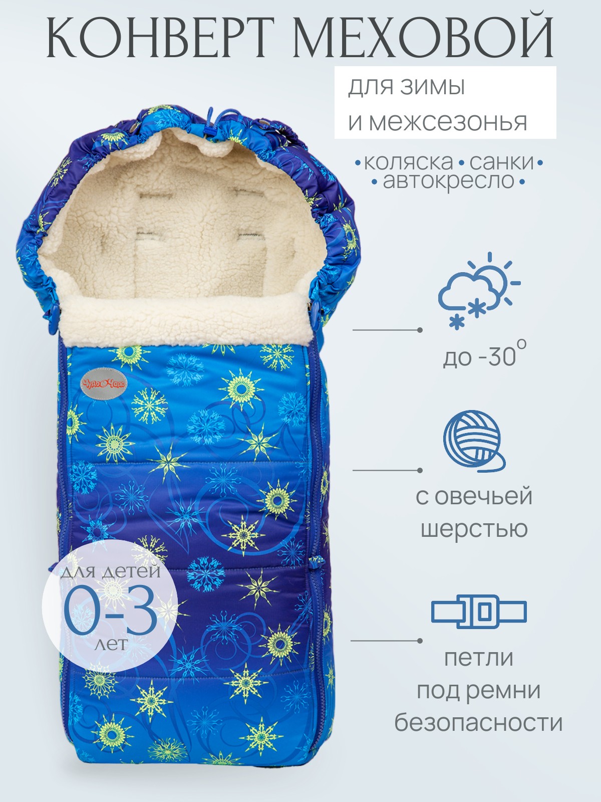 Конверт в коляску Чудо-Чадо New Classic синий - фото 1