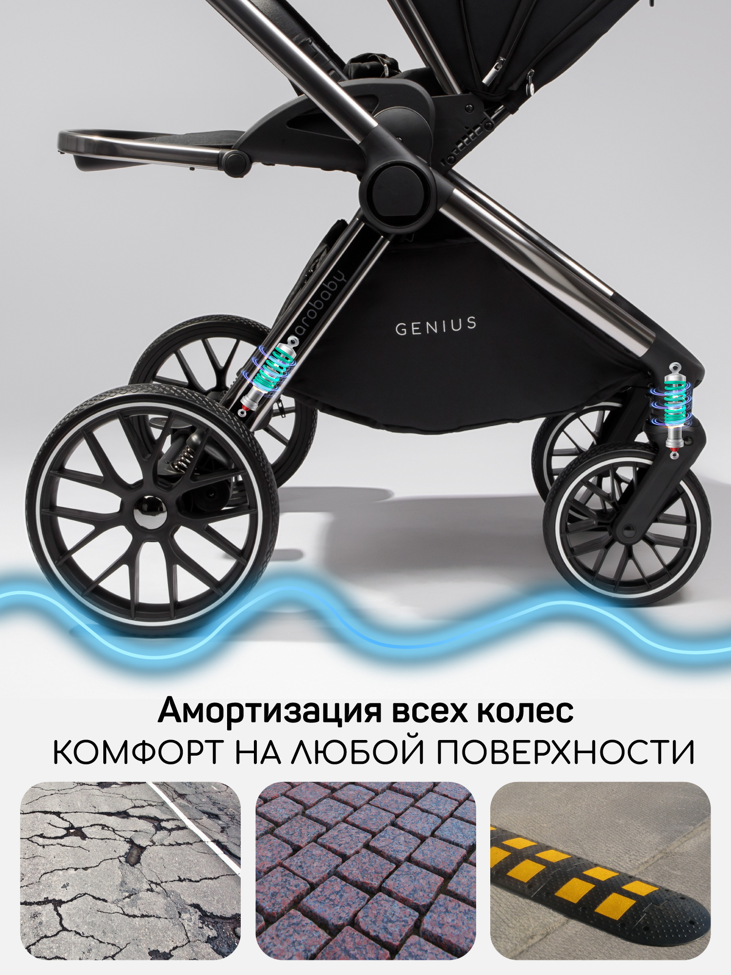 Коляска 2в1 Amarobaby Genius черный - фото 5