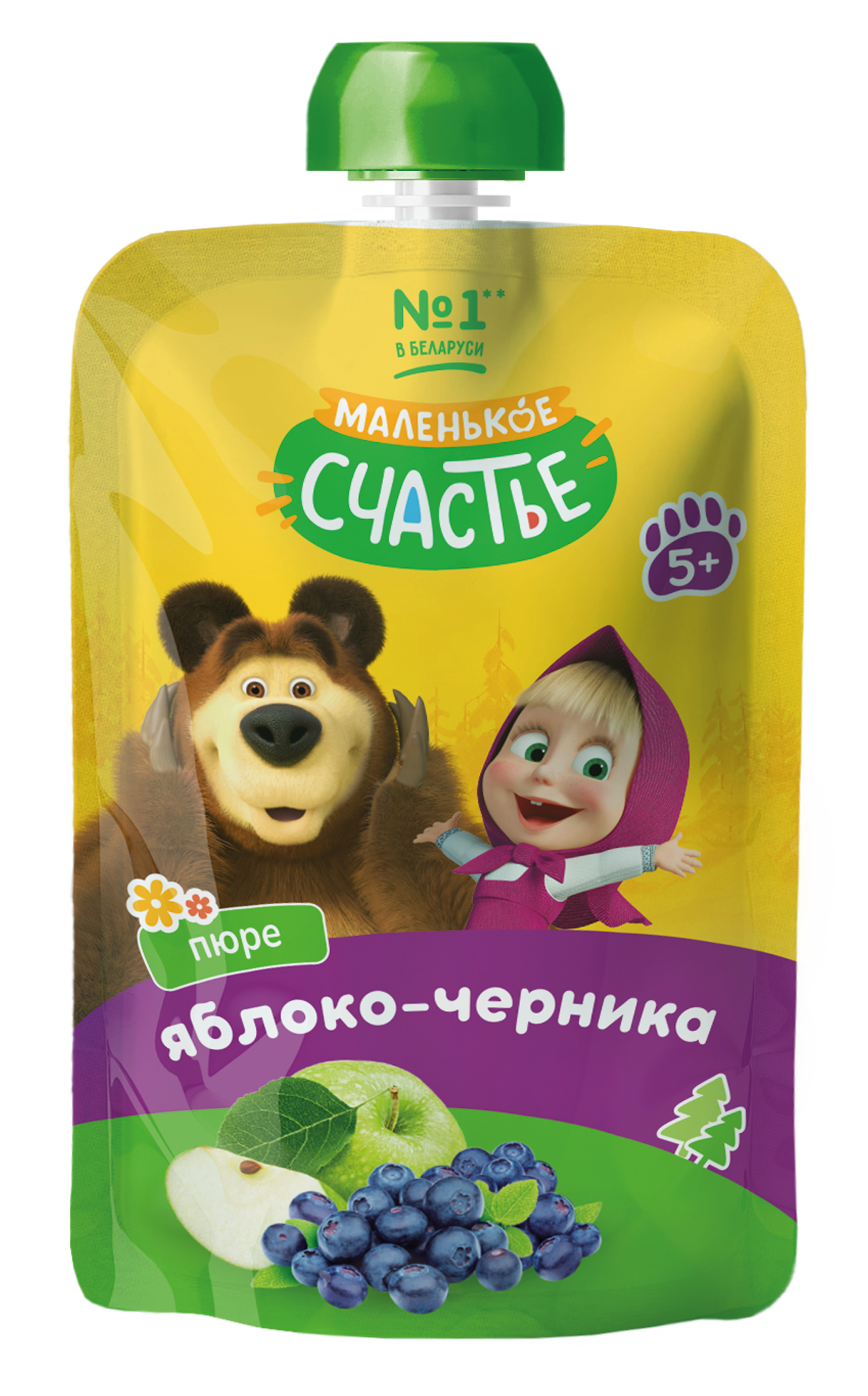 Пюре Маленькое счастье Яблоко-черника с 5 мес 85 г - фото 1