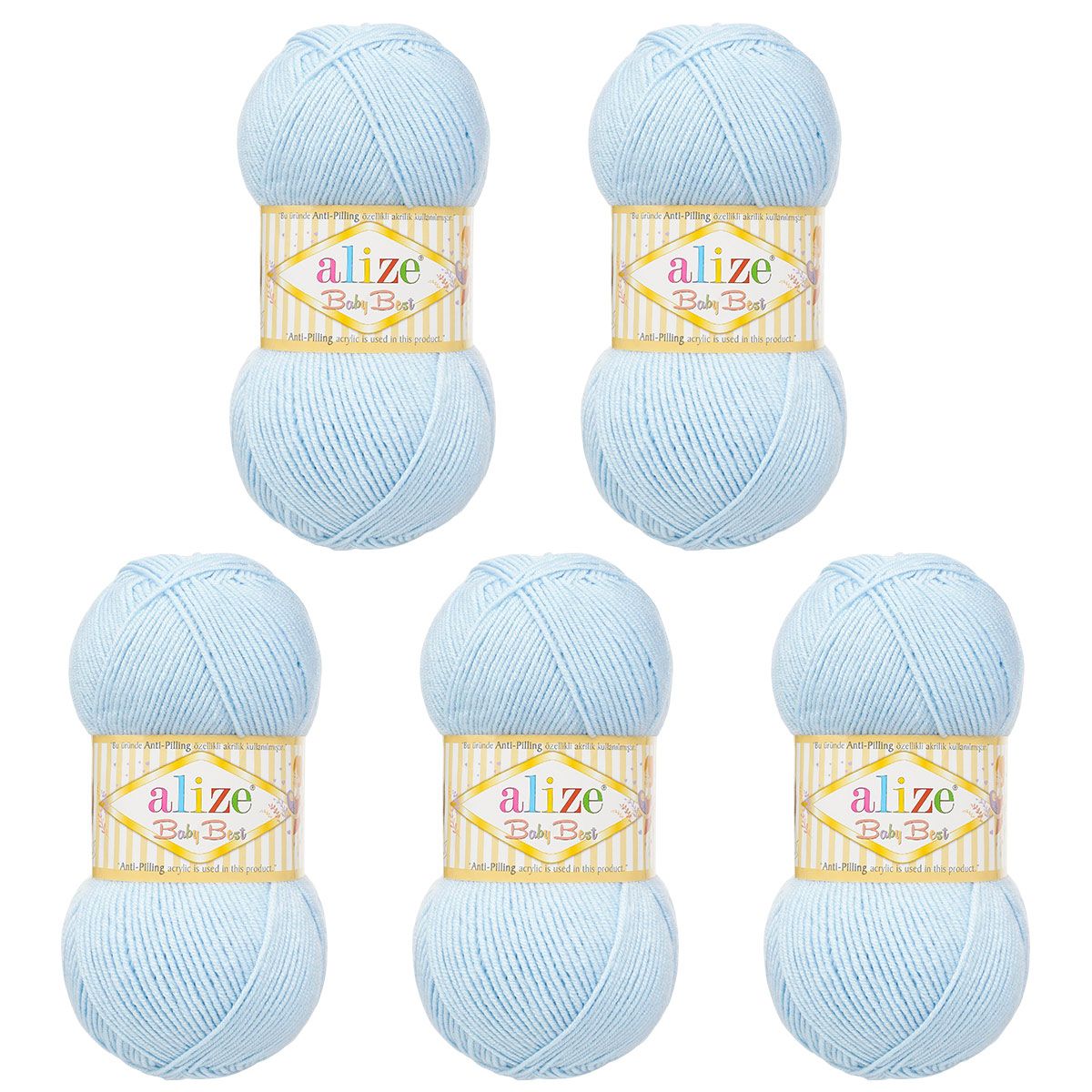 Пряжа для вязания Alize baby best бамбук акрил с эффектом антипиллинг 100 г 240 м 183 голубой 5 мотков - фото 6