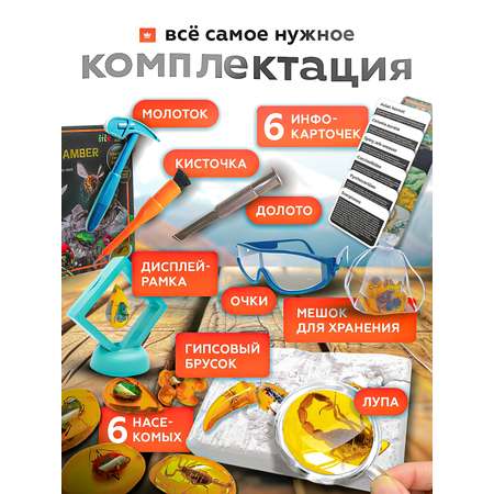 Набор для раскопок SHARKTOYS Насекомые в янтаре