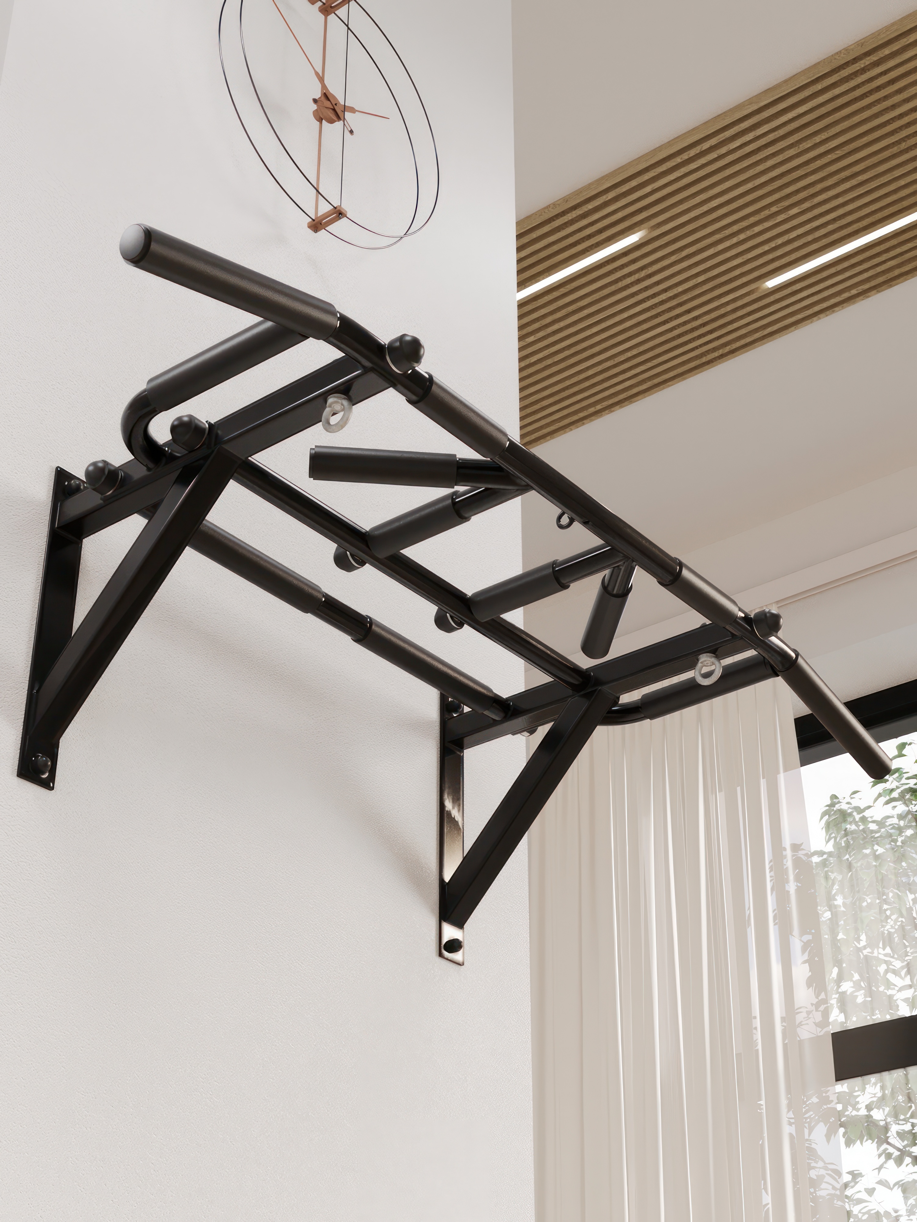 Турник настенный "Тарантул" PRO - прорезиненные хваты - фото 1