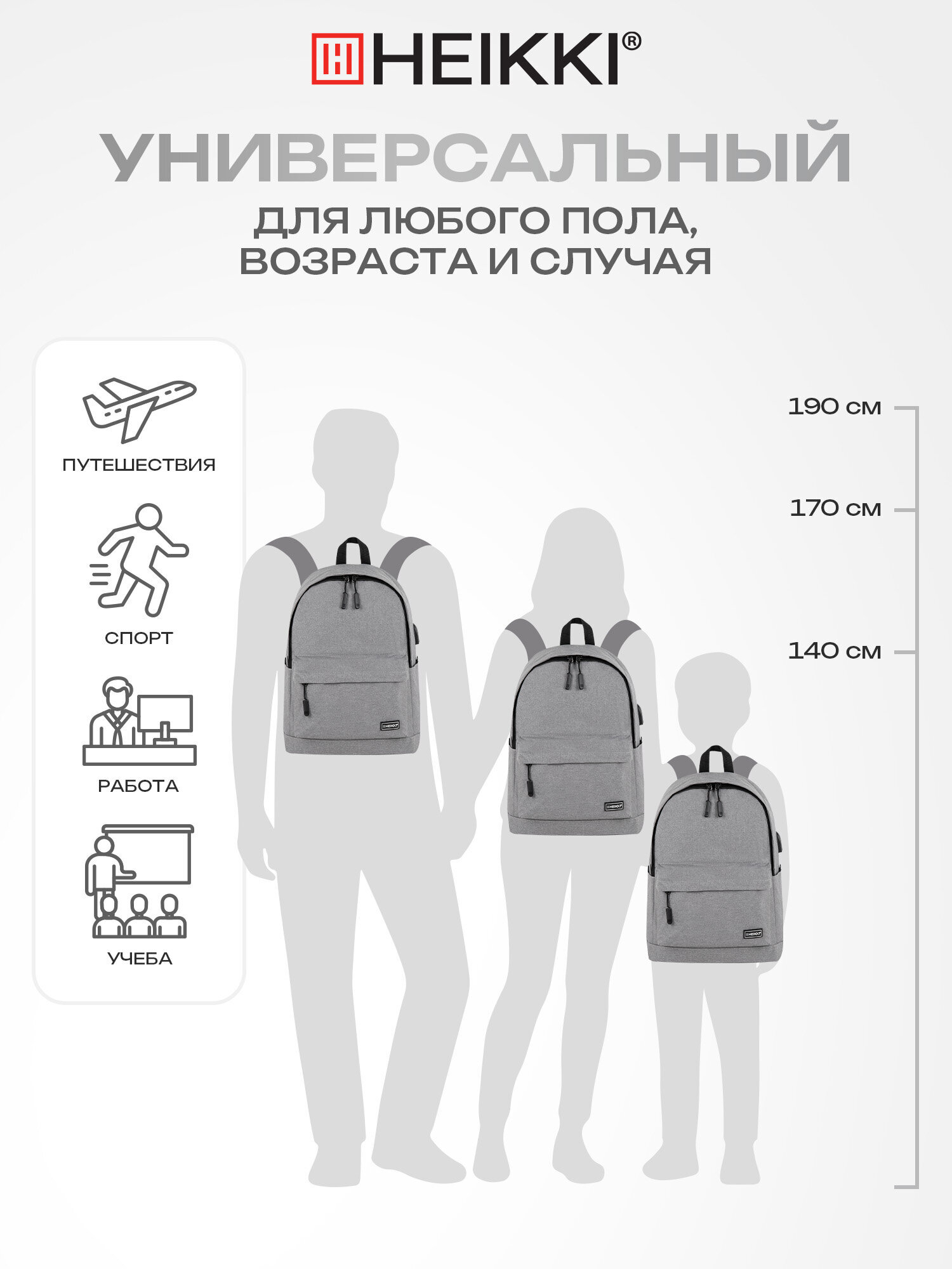 Рюкзак Heikki школьный городской для подростков для ноутбука - фото 6