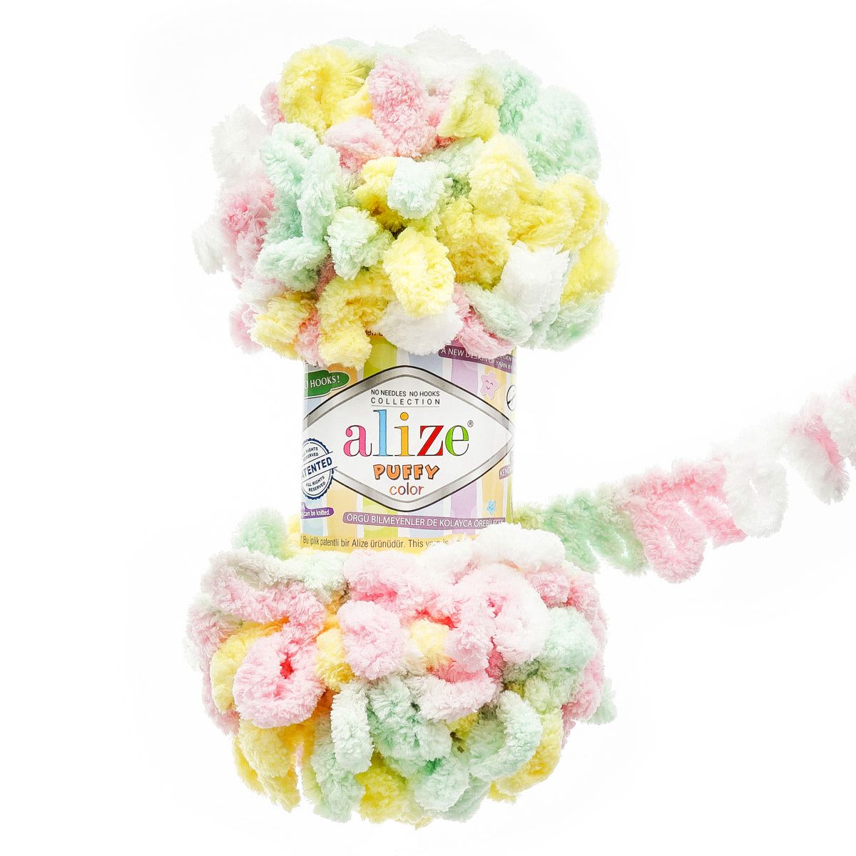 Пряжа для вязания Alize puffy color 100 г 9 м микрополиэстер плюшевая мягкая 5862 секционный 5 мотков - фото 4