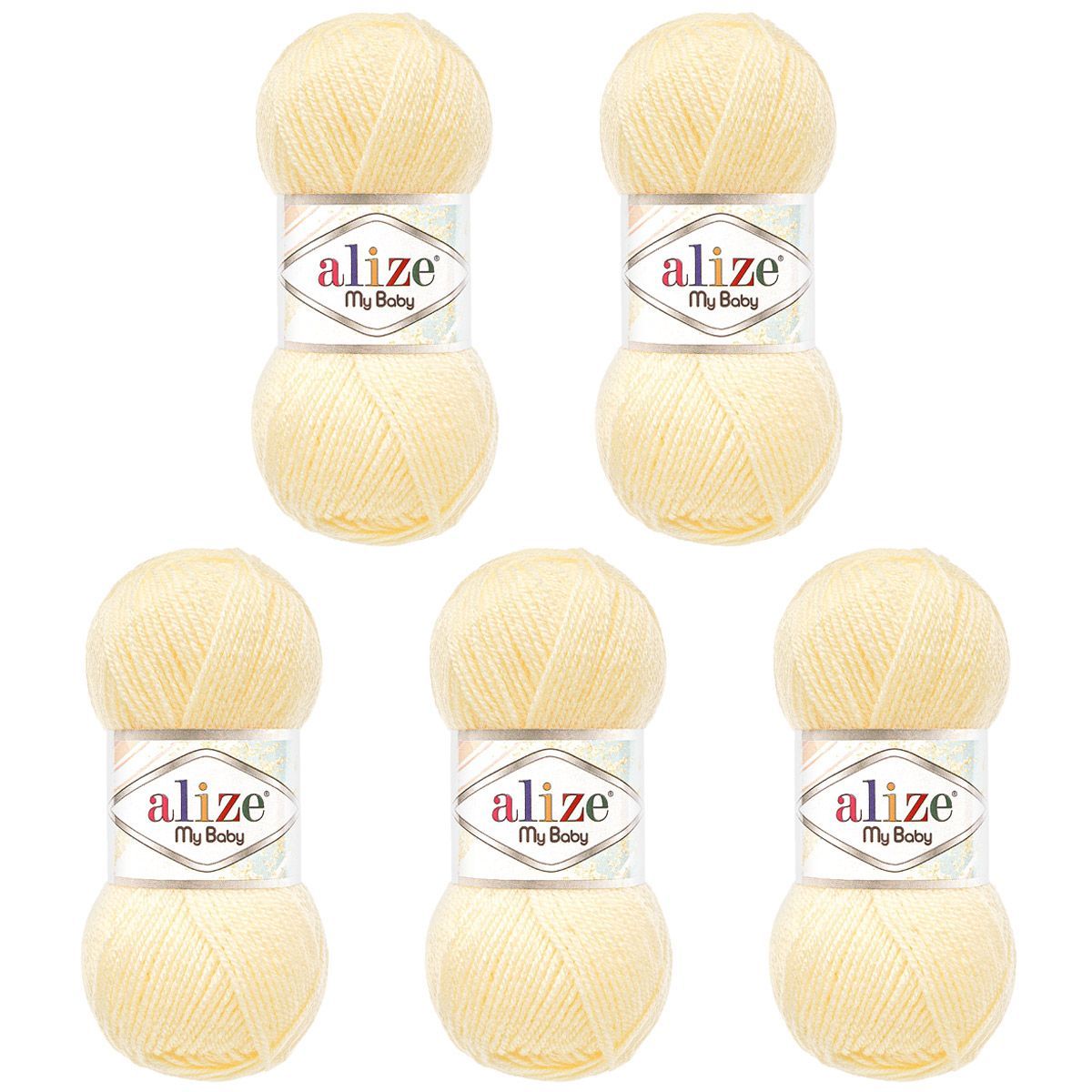 Пряжа для вязания Alize my baby 50 г 150 м акрил мягкая гипоаллергенная 1 кремовый 5 мотков - фото 6