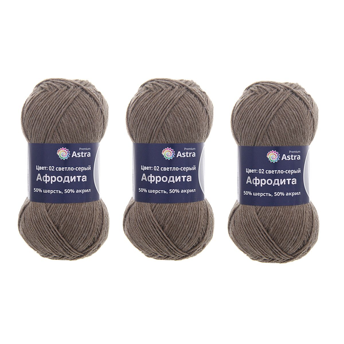 Пряжа Astra Premium Афродита полушерстяная 100 г 250 м 01 02 светло-серый 3 мотка - фото 12