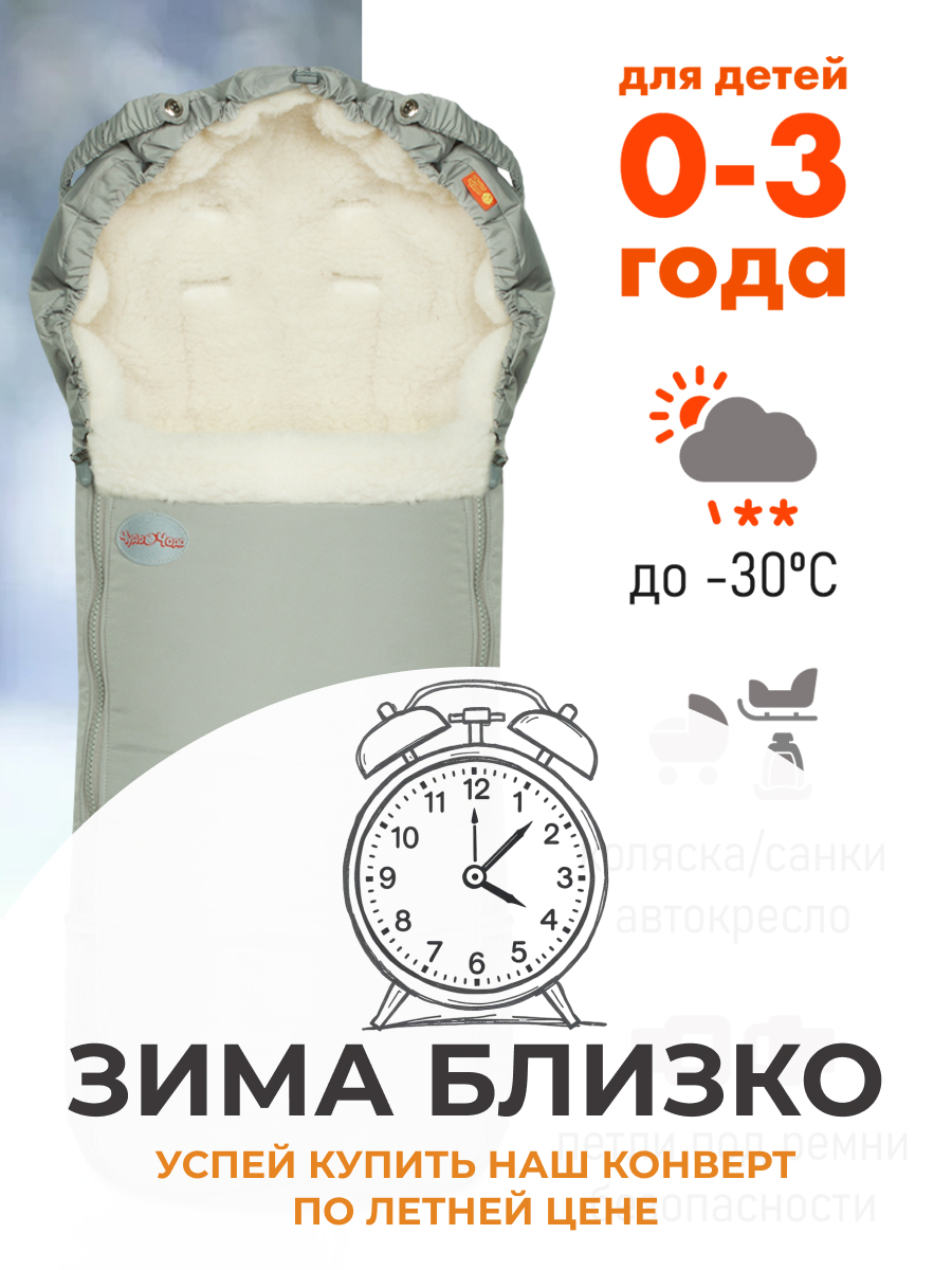 Конверт в коляску Чудо-Чадо New Classic серый - фото 1