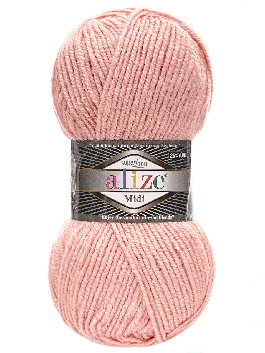 Пряжа Alize теплая для вязания одежды Superlana Midi 100 гр 170 м 5 мотков 161 пудра - фото 4