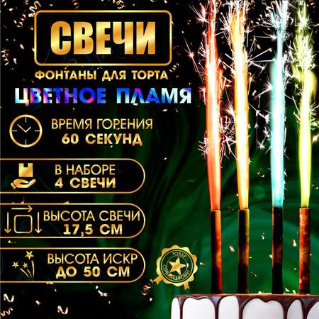 Свечи Страна Карнавалия фонтаны для торта «Неон » 17 5 см 60 секунд
