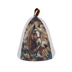 Шапка банная ГлавБаня Конь Вольный ветер с принтом войлок белый синтетический