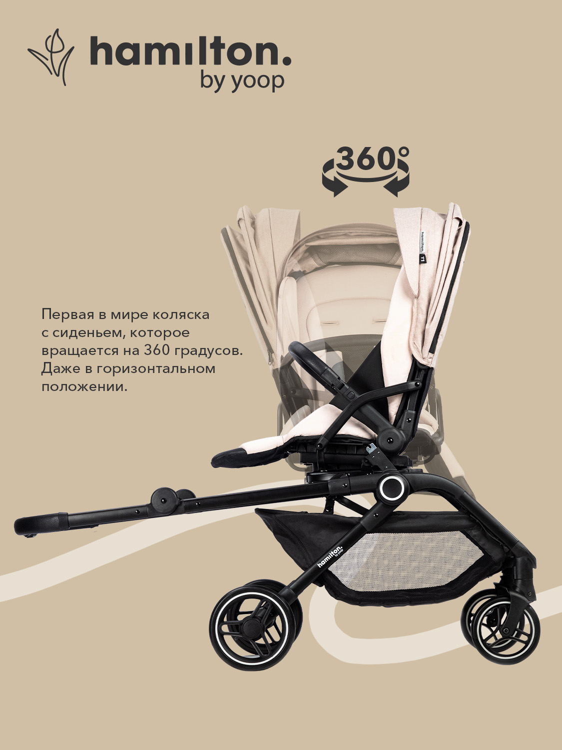 Коляска прогулочная Hamilton by Yoop T1 бежевый - фото 2