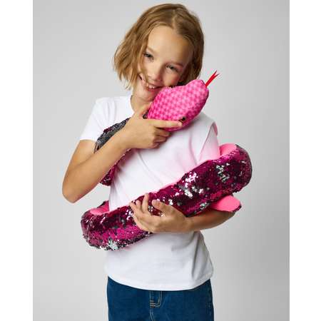 Игрушка мягкая  Змея с пайетками 220см розовая 12-53-220