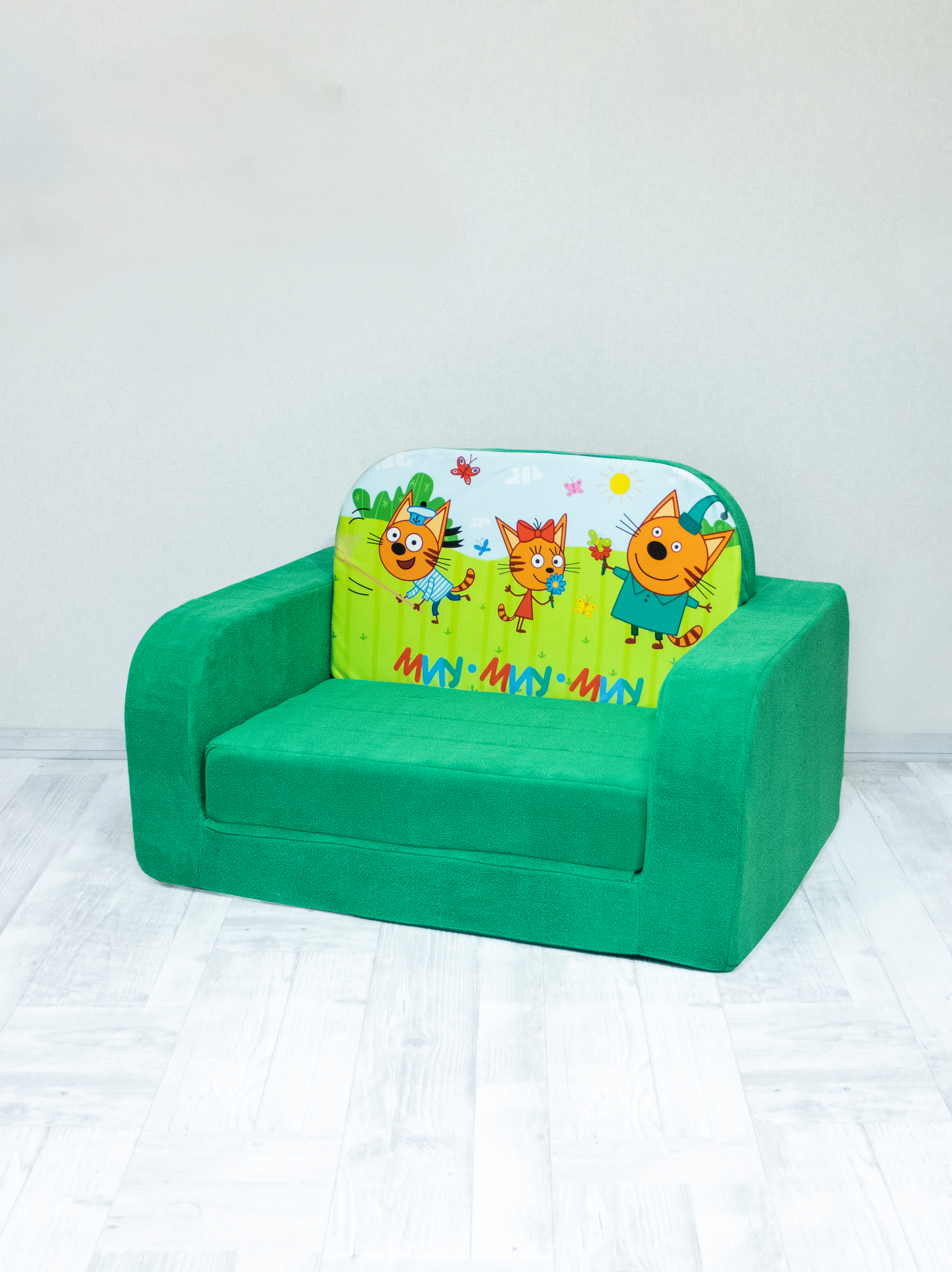 Диван Кипрей Три кота Пикник зеленый - фото 5