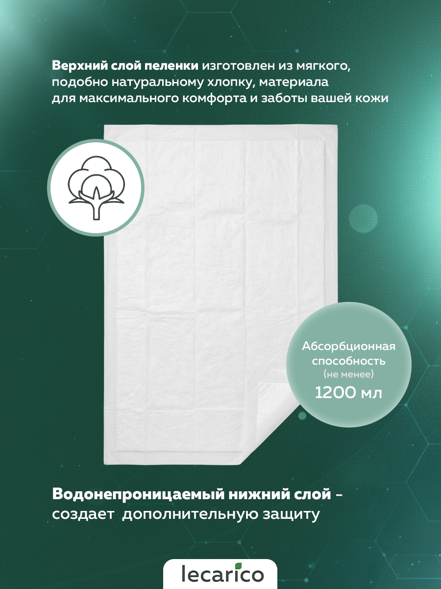 Пелёнки одноразовые Lecarico 60х90 см 1 упак. 30 шт. - фото 3