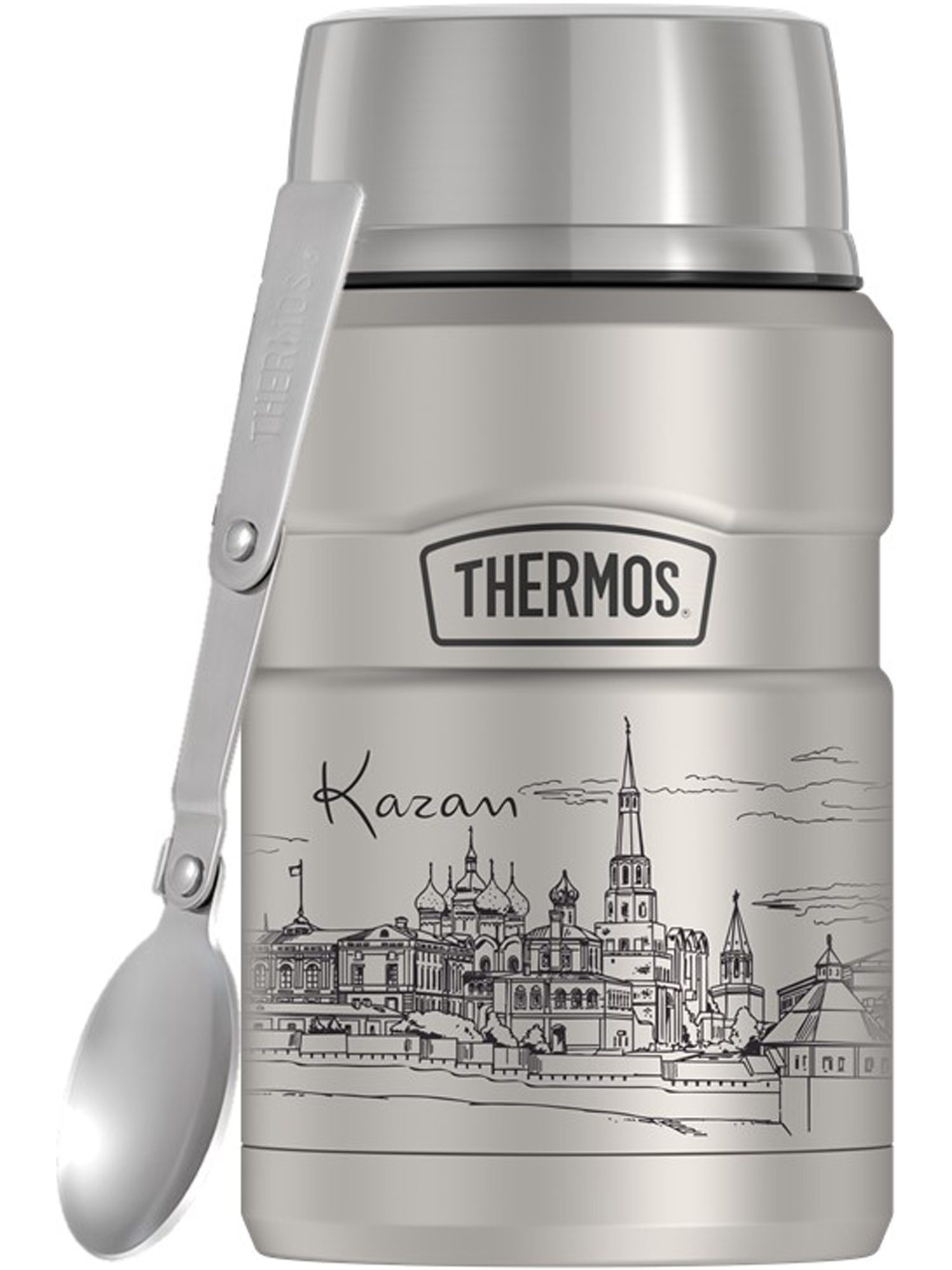 Термос для еды супа 710 мл с ложкой THERMOS ГОРОДА РОССИИ Казань – нержавеющая сталь герметичный тепло/холод 14/24 часа - фото 6