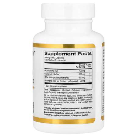Глюкозамин-хондроитин МСМ, California Gold Nutrition, 60 капсул