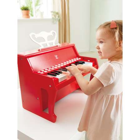 Игрушка музыкальная Hape Пианино красный с табуреткой пианино
