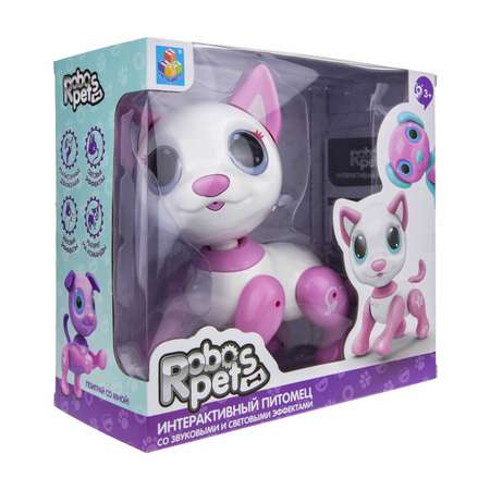 Интерактивная игрушка Robo Pets Робо-котёнок белый/розовый