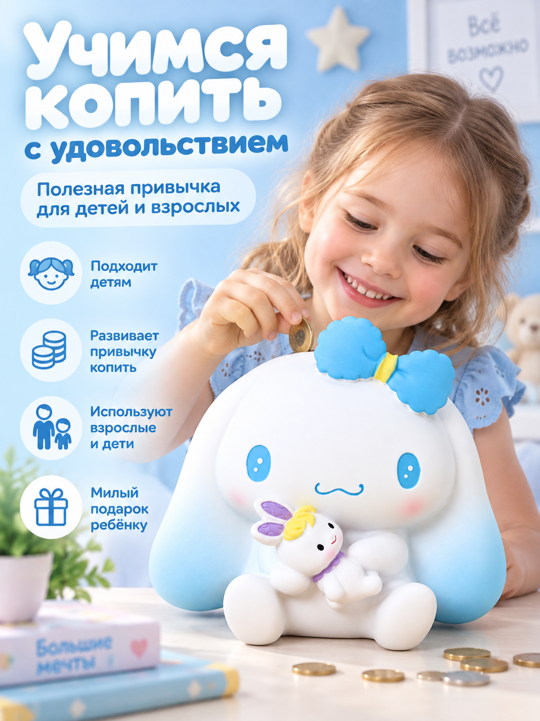 Копилка для денег iLikeGift для монет и купюр - фото 6