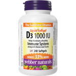 БАД Webber naturals Витамин D3 1000 МЕ в мягких капсулах 350 мг 240 капсул