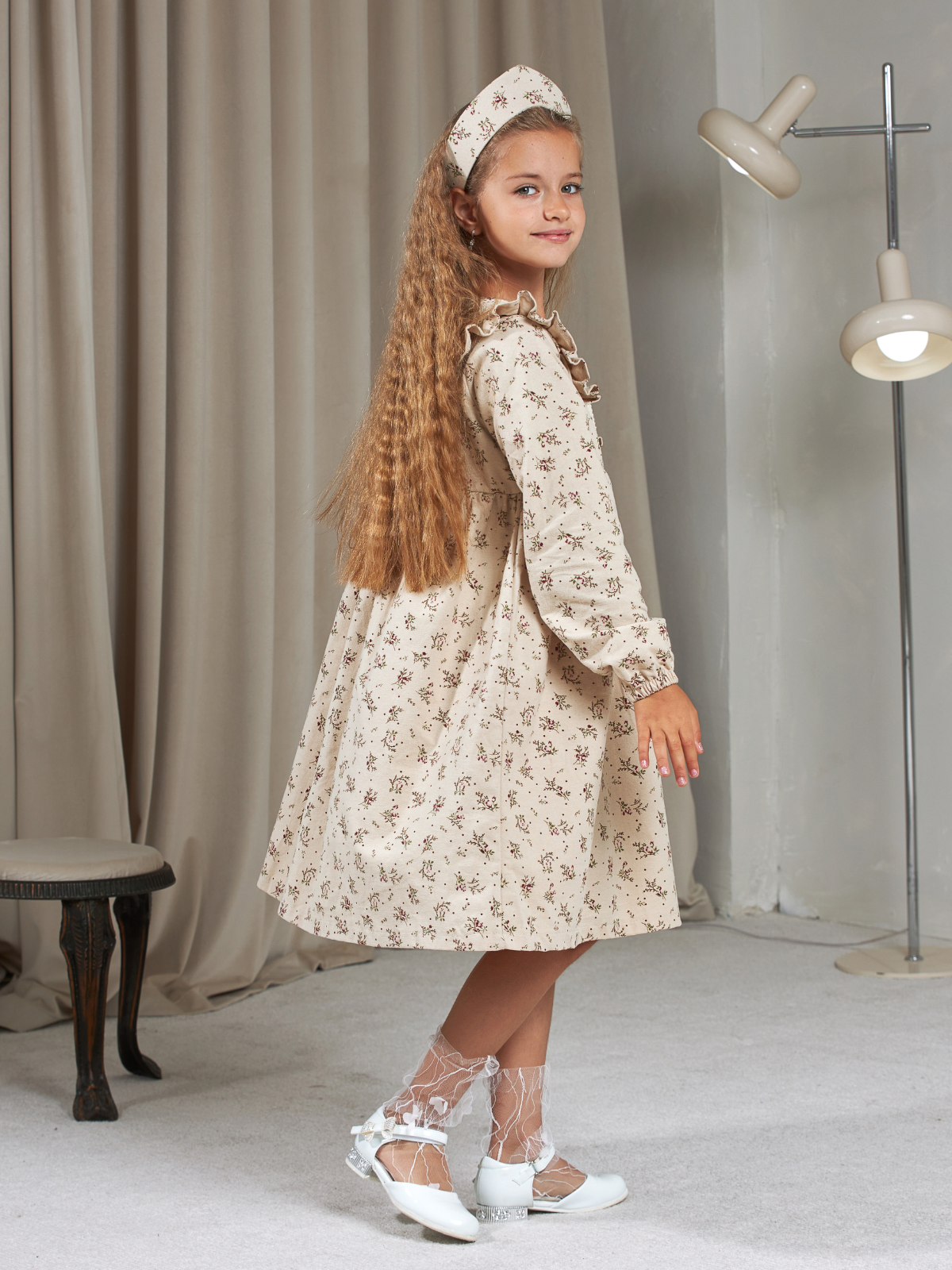 Платье MOUN платье_фланель/кружево_букет/беж - фото 12