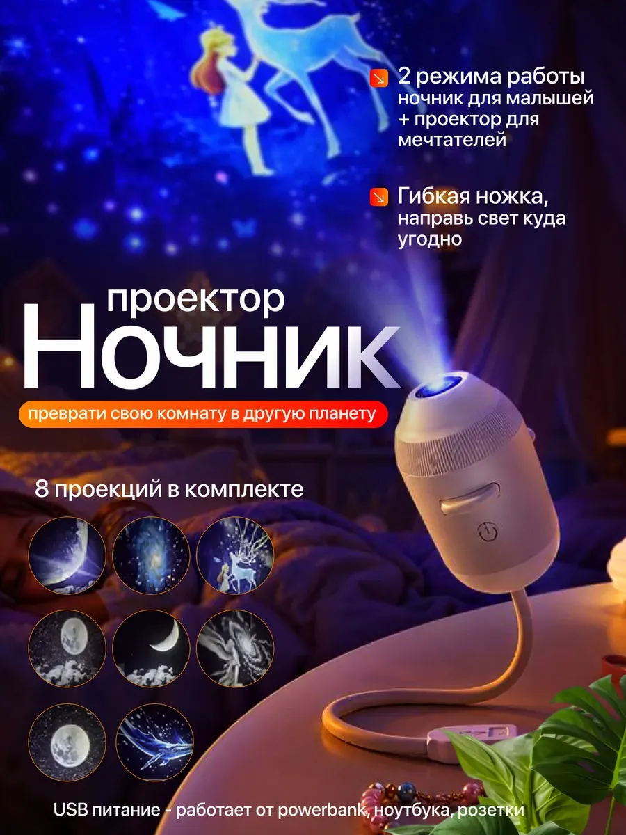 Игрушка ночник, проектор ТОТОША Звездное небо 8 проекций - фото 1