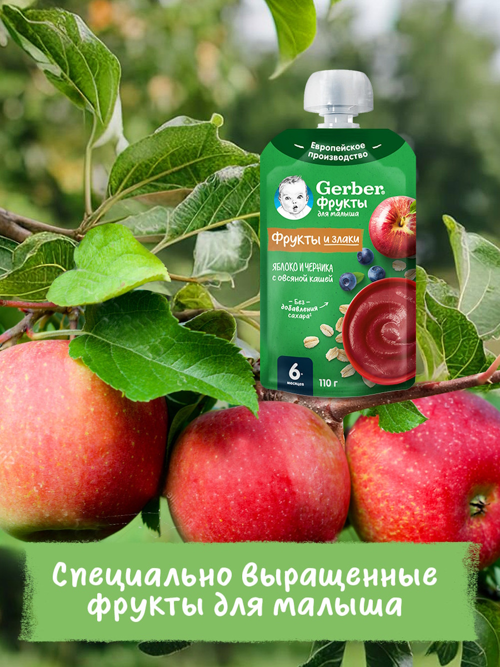 Овсяная каша Gerber Яблоко черника 110г - фото 2