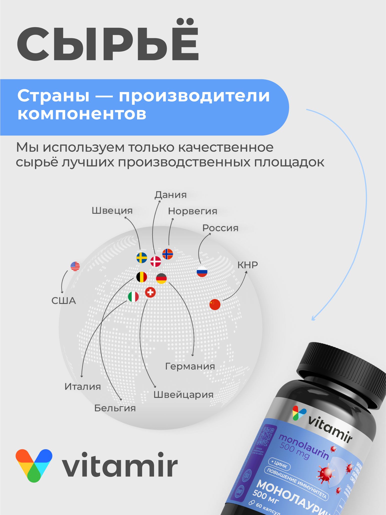 Монолаурин VITAMIR БАД для поддержания иммунитета 500 мг 60 капсул - фото 10