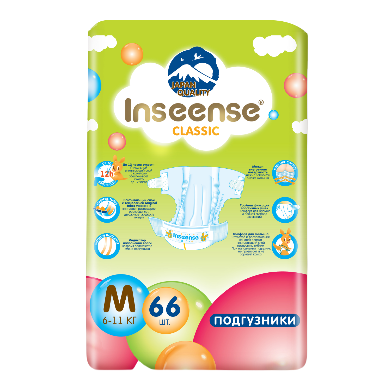 Подгузники INSEENSE Classic M 66 шт. - фото 5