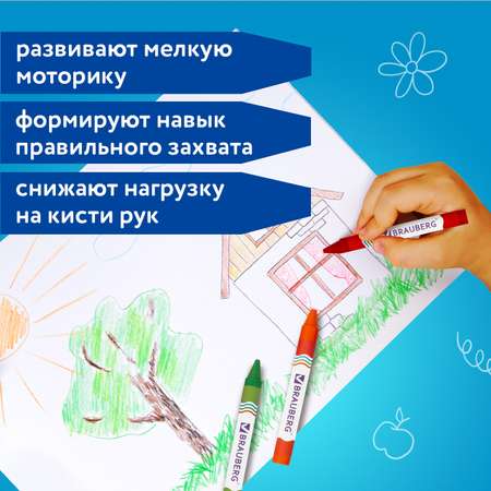 Восковые мелки Brauberg 12 шт.
