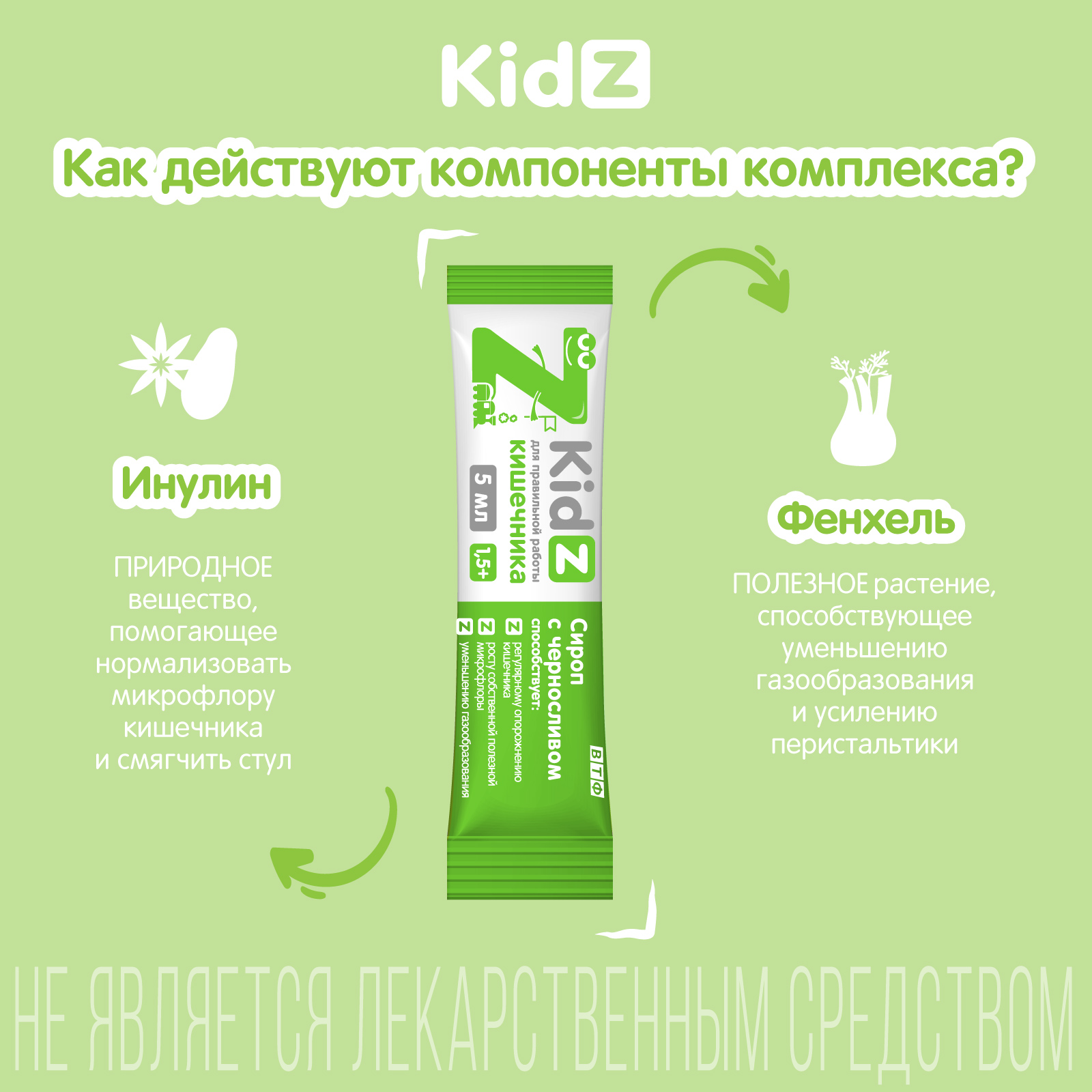 Слабительное для детей от 1,5 лет. Kidz Инулин и лактоза для кишечника Kidz. - фото 3
