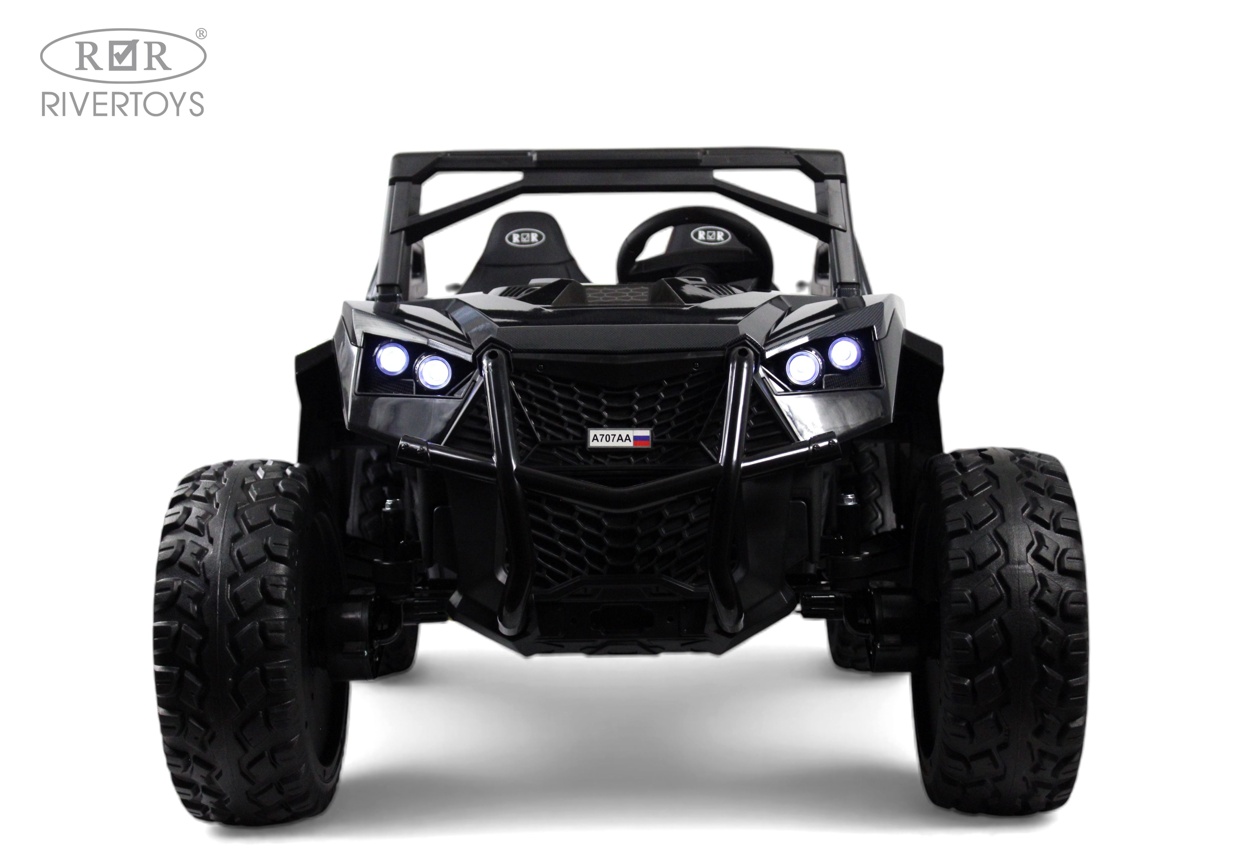 Электромобиль RIVERTOYS A707AA-LUX-NEW-BLACK-CARBON С пультом ДУ - фото 2