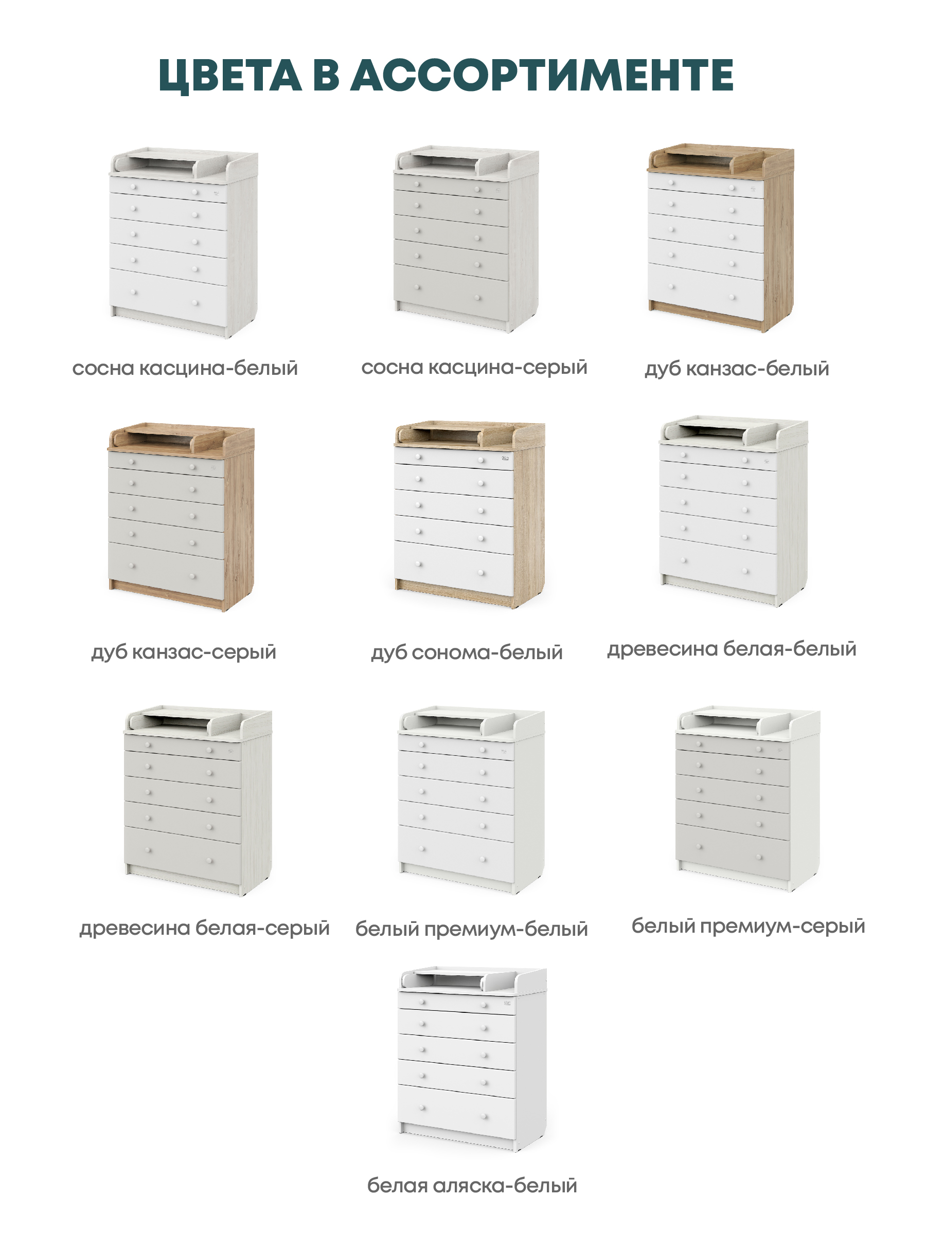 Комод пеленальный Aton Maks древесина белая серый - фото 6