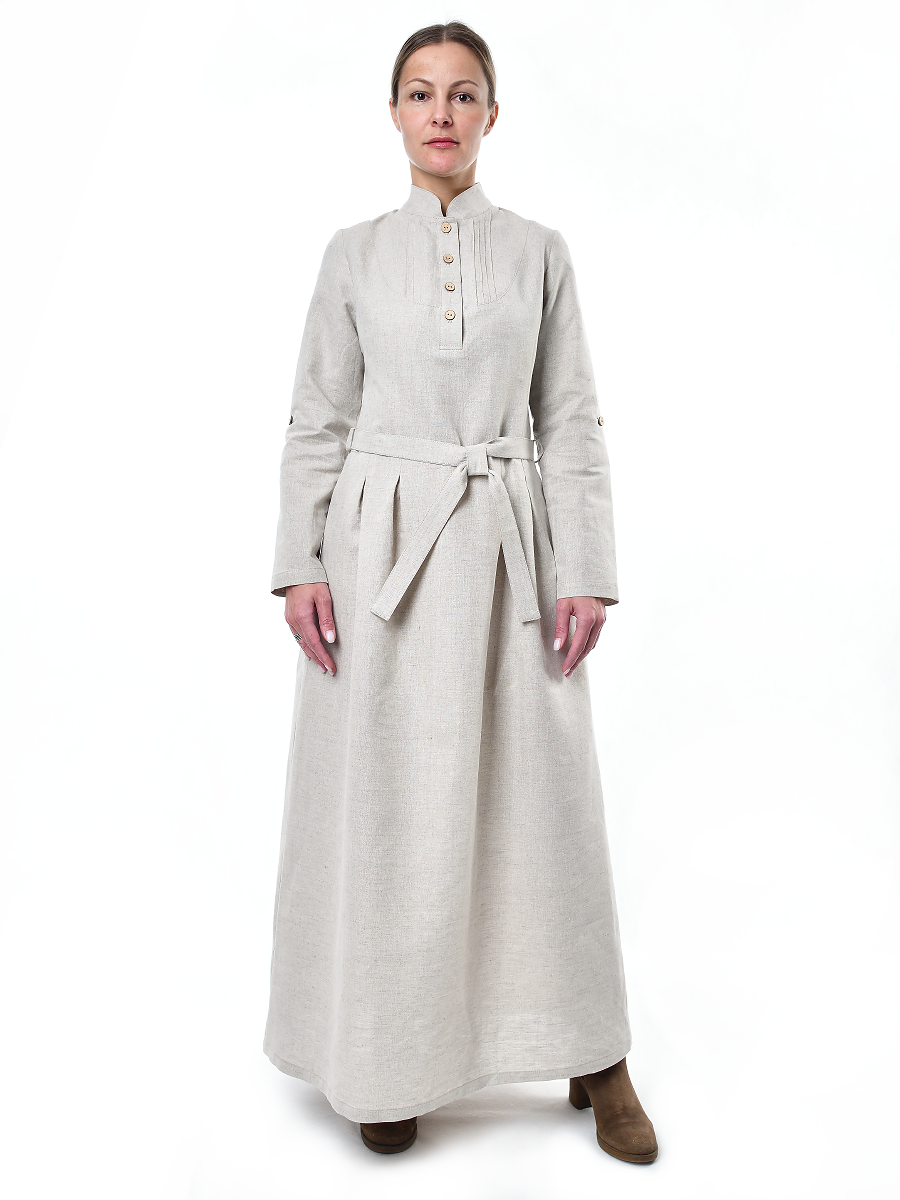 Платье Льняная Горница пл025-02/светло-серый - фото 1