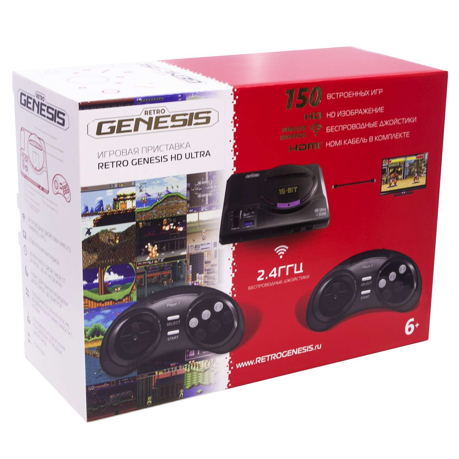 Игровая приставка Retro Genesis HD Ultra + 150 игр ZD-06a (2 беспроводных 2.4 ГГц джойстика, HDMI кабель) - фото 8
