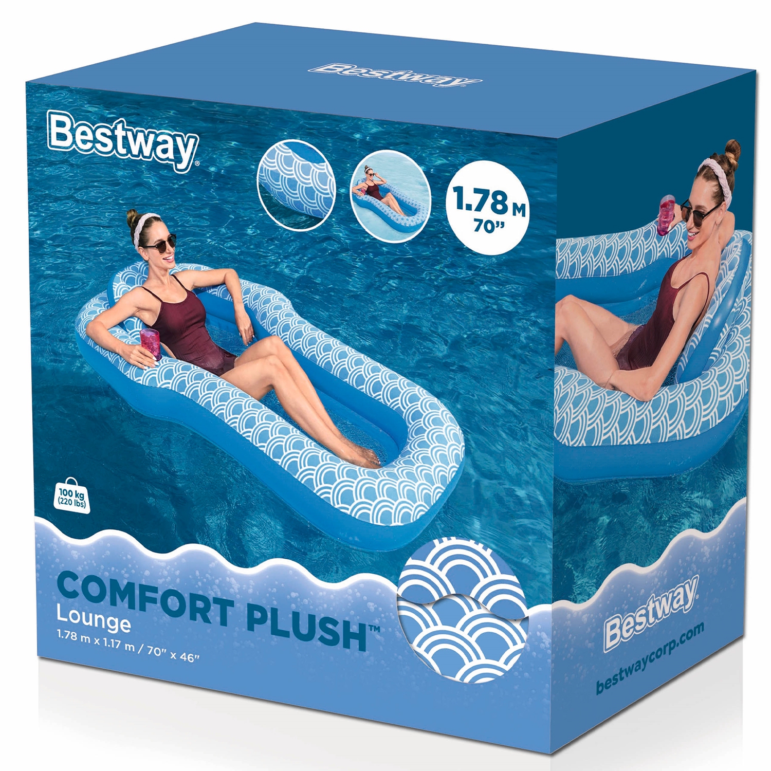 Надувной матрас Bestway Шезлонг для бассейна с подушкой, размер 178х117 см - фото 7
