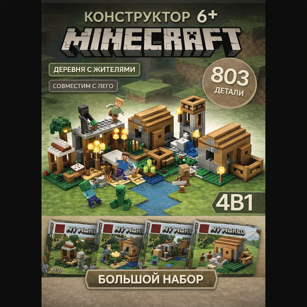 Конструктор BalaToys MyWorld Деревня жителей 803 дет. - фото 1