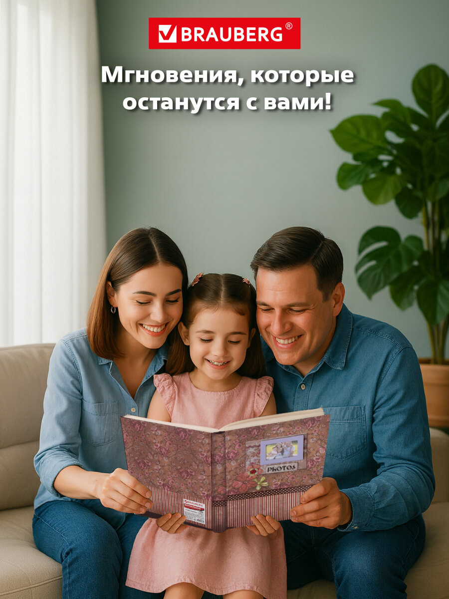 Фотоальбом семейный Brauberg на 200 фото твердая обложка - фото 9