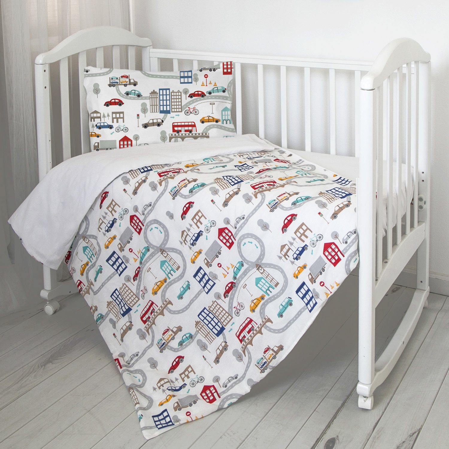 Комплект постельного белья Babyton Машинки 3 предм. - фото 6