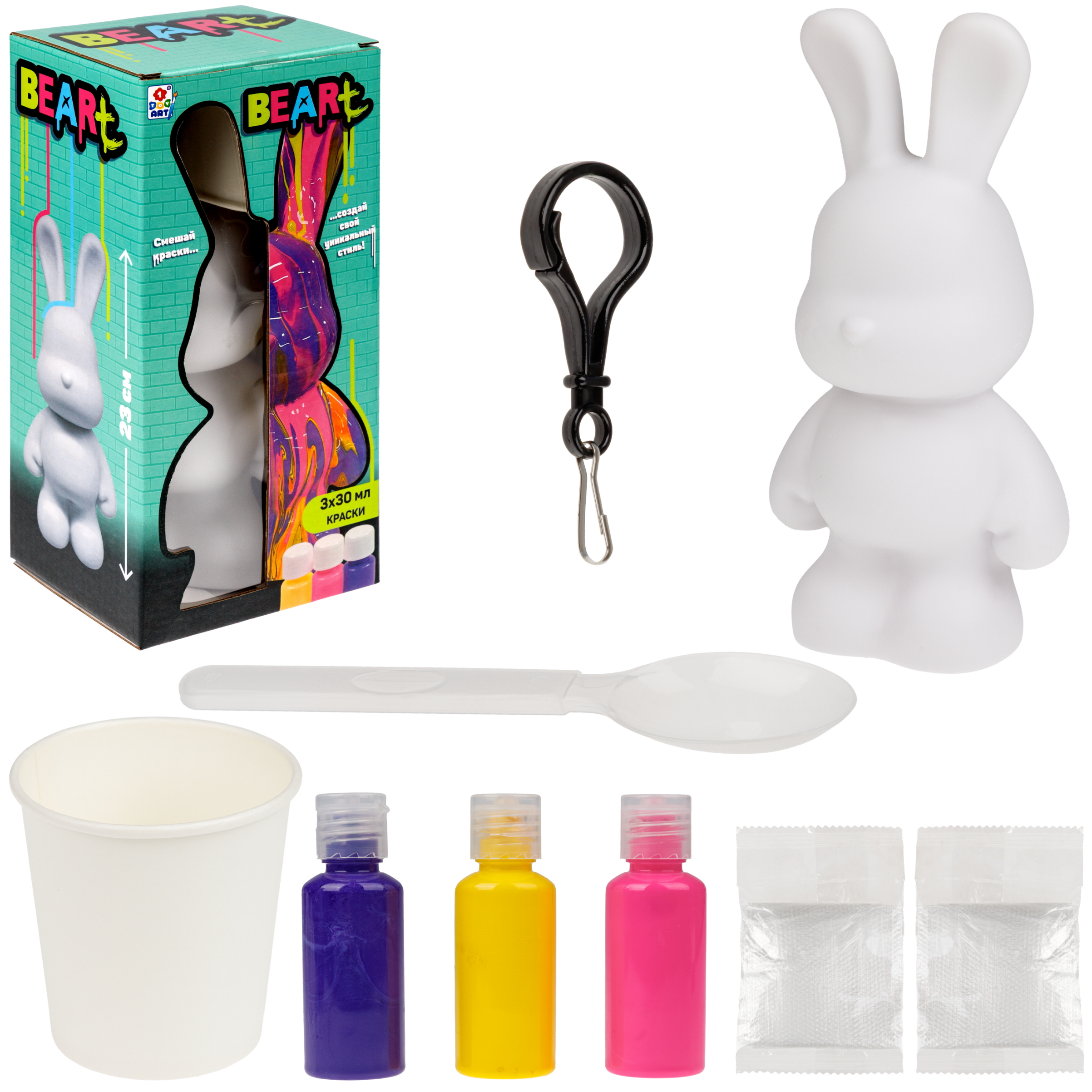 Набор для творчества 1TOY Краска Зайка 23 см роспись красками - фото 1