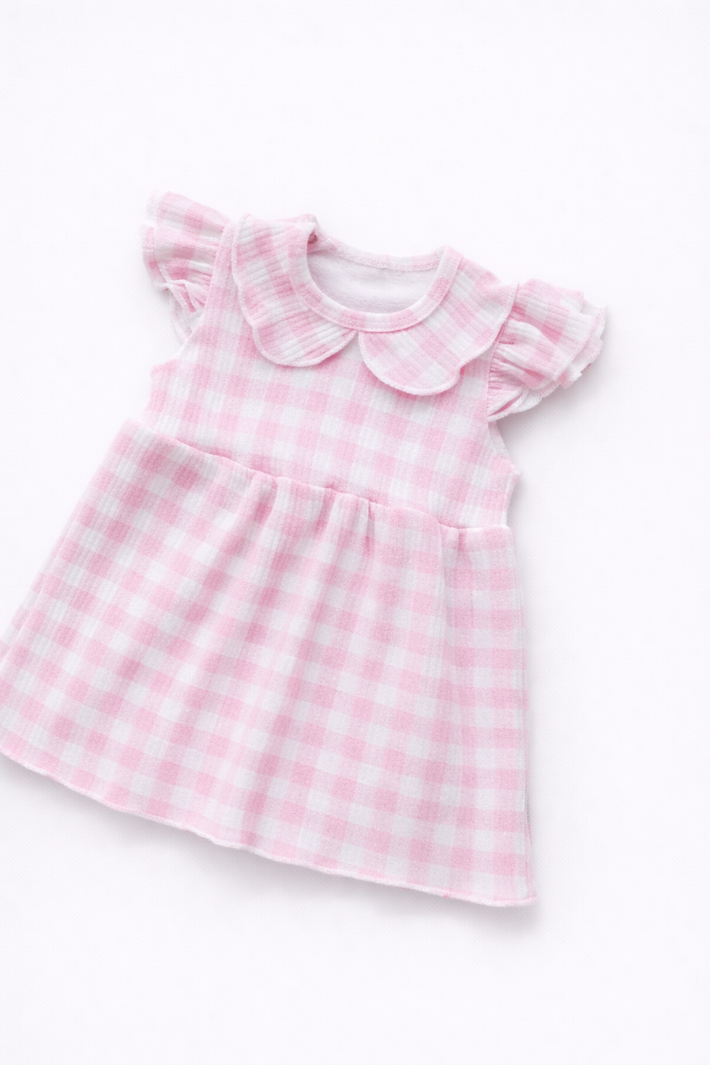 Боди-платье Супер Пупс бд/платье/2крыл/клетка/розовая - фото 1